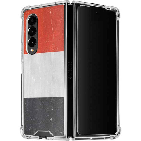 Yemen Flag Distressed Galaxy Z Fold4 5G Clear Case